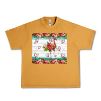 Peanut Butter flamingo with tropical flowers Urban Heavy Tee - Artiststas