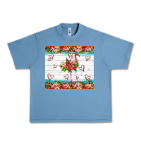 Pebble Blue flamingo with tropical flowers Urban Heavy Tee - Artiststas