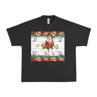 Pigment Black flamingo with tropical flowers Urban Heavy Tee - Artiststas