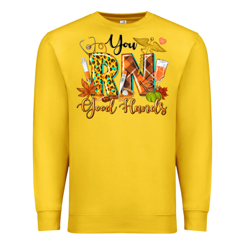 You Rn Good Hands Fall Premium Sweatshirt by texasbilliewilder | Teevron