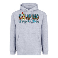 Heather Grey camping is my kitchen with wine Heavyweight Hoodie - texasbilliewilder