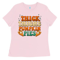Bubblegum Pink thick thighs pumpkin pies Ladies Tee - BarkalooDesign