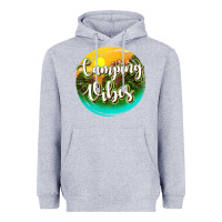Heather Grey camping vibes Heavyweight Hoodie - texasbilliewilder