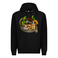 Black cowboy cactus  sunflowers whiskey Premium Hoodie - AdoDesignShop