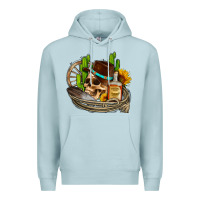 Blue Mist cowboy cactus  sunflowers whiskey Premium Hoodie - AdoDesignShop