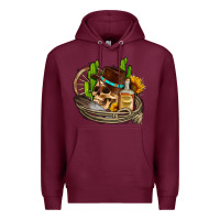 Burgundy cowboy cactus  sunflowers whiskey Premium Hoodie - AdoDesignShop