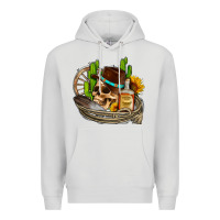 Dove Grey cowboy cactus  sunflowers whiskey Premium Hoodie - AdoDesignShop
