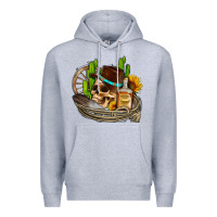 Heather Grey cowboy cactus  sunflowers whiskey Premium Hoodie - AdoDesignShop