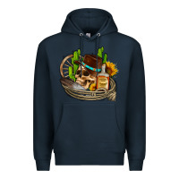Navy cowboy cactus  sunflowers whiskey Premium Hoodie - AdoDesignShop