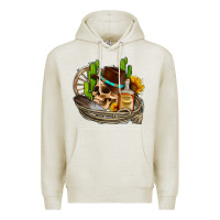Oatmeal Heather cowboy cactus  sunflowers whiskey Premium Hoodie - AdoDesignShop
