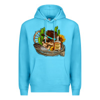 Ocean Blue cowboy cactus  sunflowers whiskey Premium Hoodie - AdoDesignShop