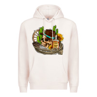 Pale Pink cowboy cactus  sunflowers whiskey Premium Hoodie - AdoDesignShop