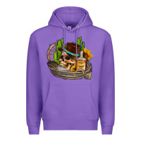 Purple cowboy cactus  sunflowers whiskey Premium Hoodie - AdoDesignShop