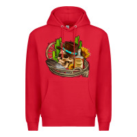 Red cowboy cactus  sunflowers whiskey Premium Hoodie - AdoDesignShop