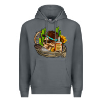 Rock cowboy cactus  sunflowers whiskey Premium Hoodie - AdoDesignShop