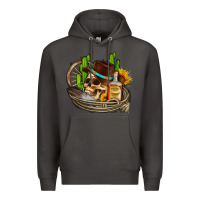 Smoke cowboy cactus  sunflowers whiskey Premium Hoodie - AdoDesignShop
