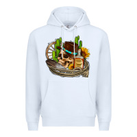 White cowboy cactus  sunflowers whiskey Premium Hoodie - AdoDesignShop
