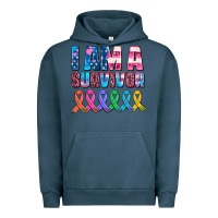 Pigment Midnight Navy i am a survivor with all cancer ribbons Urban Hoodie - AdoDesignShop