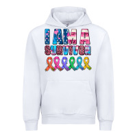 White i am a survivor with all cancer ribbons Urban Hoodie - AdoDesignShop