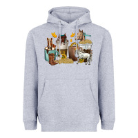 Heather Grey coffee cups horses Heavyweight Hoodie - texasbilliewilder