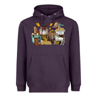 Plum coffee cups horses Heavyweight Hoodie - texasbilliewilder