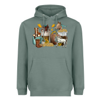 Sage coffee cups horses Heavyweight Hoodie - texasbilliewilder