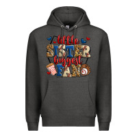Charcoal Heather little sister biggest fan baseball Premium Hoodie - Jasminsmagicworld