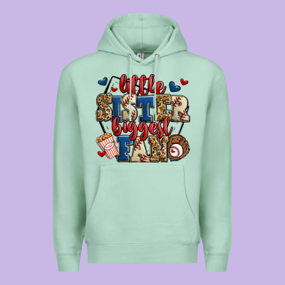 Little Sister Biggest Fan Baseball Premium Hoodie Designed By Jasminsmagicworld