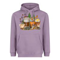 Lavender coffee cups tiger with coffee beans Heavyweight Hoodie - texasbilliewilder