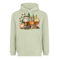 Matcha coffee cups tiger with coffee beans Heavyweight Hoodie - texasbilliewilder