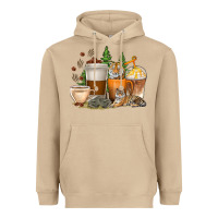 Mushroom coffee cups tiger with coffee beans Heavyweight Hoodie - texasbilliewilder