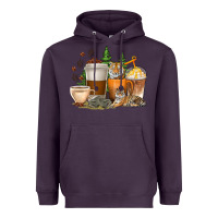 Plum coffee cups tiger with coffee beans Heavyweight Hoodie - texasbilliewilder