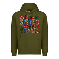 Army Green little sister biggest fan american football Premium Hoodie - Jasminsmagicworld