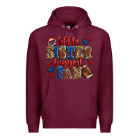 Burgundy little sister biggest fan american football Premium Hoodie - Jasminsmagicworld