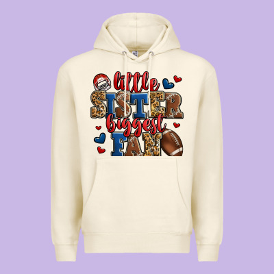 Little Sister Biggest Fan American Football Premium Hoodie Designed By Jasminsmagicworld