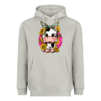 Moon Dust cut cow with sunflower and leopard  pink Heavyweight Hoodie - texasbilliewilder