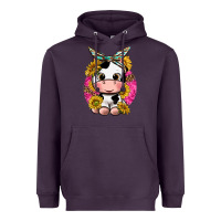 Plum cut cow with sunflower and leopard  pink Heavyweight Hoodie - texasbilliewilder