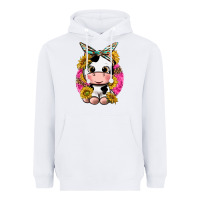 White cut cow with sunflower and leopard  pink Heavyweight Hoodie - texasbilliewilder