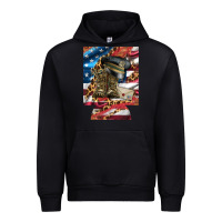 Black usa flag and leopard with boots 12 oz regular can cooler Urban Hoodie - Artiststas