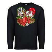 Black baseball with strawberry hearts Premium Sweatshirt - texasbilliewilder