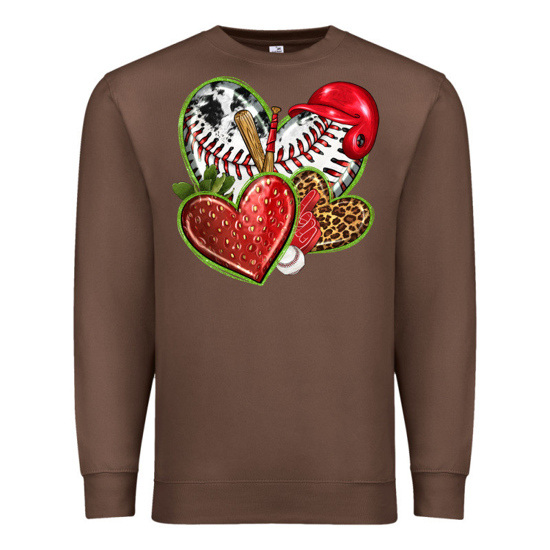 Baseball With Strawberry Hearts Premium Sweatshirt by texasbilliewilder | Teevron