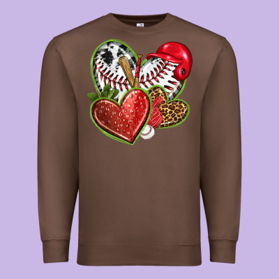 Baseball With Strawberry Hearts Premium Sweatshirt Designed By Texasbilliewilder