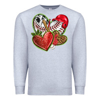 Heather Grey baseball with strawberry hearts Premium Sweatshirt - texasbilliewilder