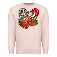 Pale Pink baseball with strawberry hearts Premium Sweatshirt - texasbilliewilder