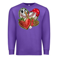 Purple baseball with strawberry hearts Premium Sweatshirt - texasbilliewilder