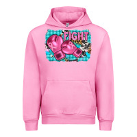 Fuchsia Pink fight with boxing gloves and cancer ribbon Urban Hoodie - AdoDesignShop