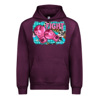 Mauve Wine fight with boxing gloves and cancer ribbon Urban Hoodie - AdoDesignShop