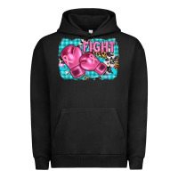 Pigment Black fight with boxing gloves and cancer ribbon Urban Hoodie - AdoDesignShop
