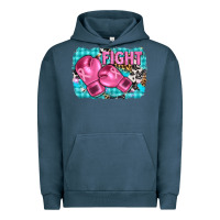Pigment Midnight Navy fight with boxing gloves and cancer ribbon Urban Hoodie - AdoDesignShop