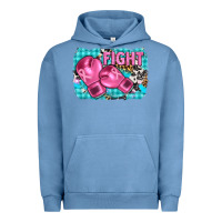 Pigment Pebble Blue fight with boxing gloves and cancer ribbon Urban Hoodie - AdoDesignShop